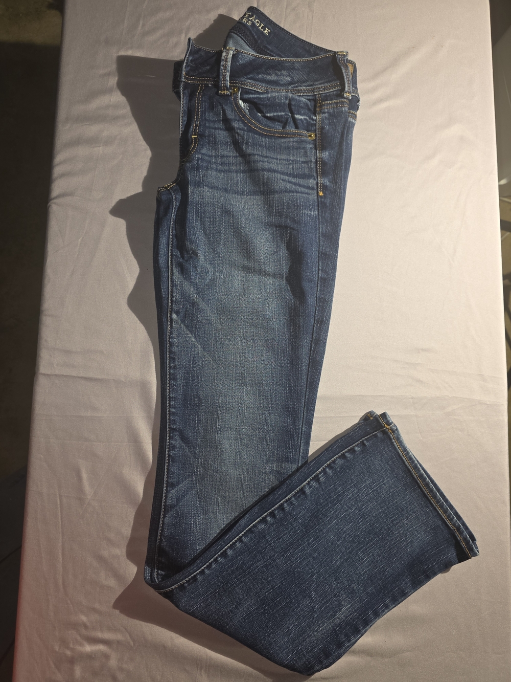 American Eagle Outfitters Dark Blue Boot Cut Low-Rise Jeans 33" Inseam